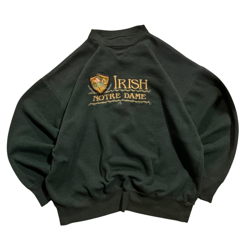 Vintage Midwest Embroidery Notre Dame Fighting Irish Sweatshirt Green XXL
